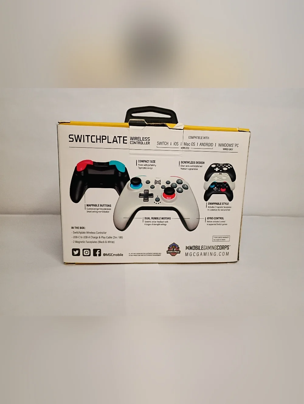 Wireless Gaming Controller - White with Blue & Red Accents